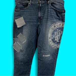 Ralph Lauren Men's Distressed Dark Blue Jeans